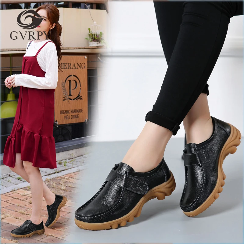 

Women Fashion Casual Shoes Split Leather TPR Sole Doctor Nurse Surgical Shoes Waiter Work Shoes Lab SPA Beauty Salon Wedge Shoes