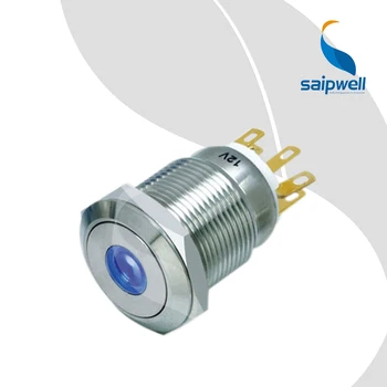 

19mm 5A/250V AC Resetable Type Flat Head Mini Push Button Switch / IP67 Metal-Enclosed Switchgear with Dot LED (SP19-E2)