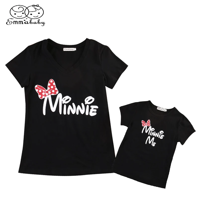 

Emmababy Family Matching T-shirts Clothes Mother Daughter Cotton Tops mouse Shirt Short Sleeve Women Kids Girls Blouse Tops Tee