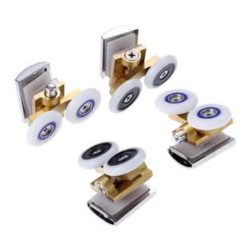 

DRELD 4Pcs Twin Shower Door Top Bottom Rollers Runners Wheels 26mm Shower Door Rollers Pulleys For Bathroom Fixture Hardware