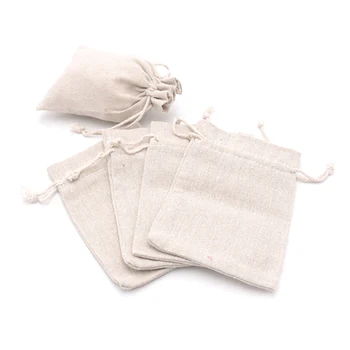 

Pure White Drawstring Cotton Bag 10*14cm Linen Jute Stored Bag 50PCS/LOT Travel Shopping Hand Bag Pouches Jewelry Packaging