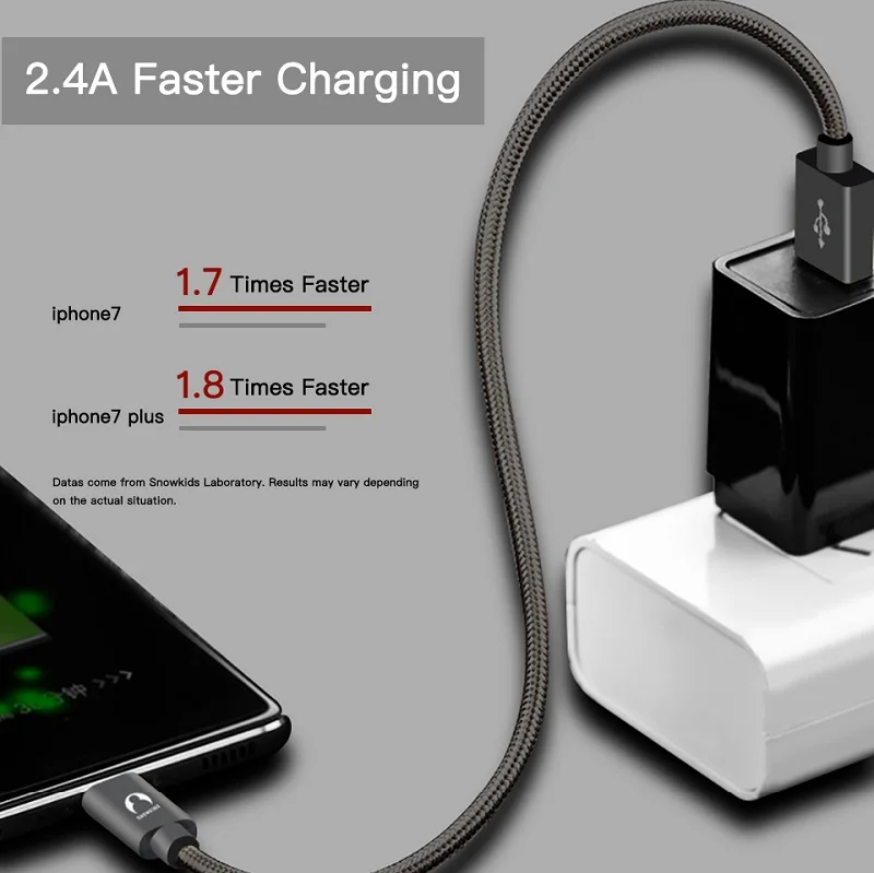 Кабель Snowkids 2 шт. м для iPhone X 8 7 6 5 XR XsMax iPad 8pins Lightning USB кабель поддержка до iOS12|cable for|mfi