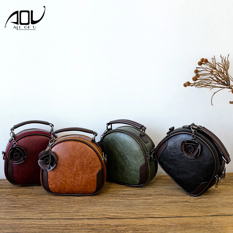 

New Brand Vintage Small Round Bags for Women 2018 Fashion Handbags With Flowers Ladies Purse Shoulder Crossbody Bags sac a main