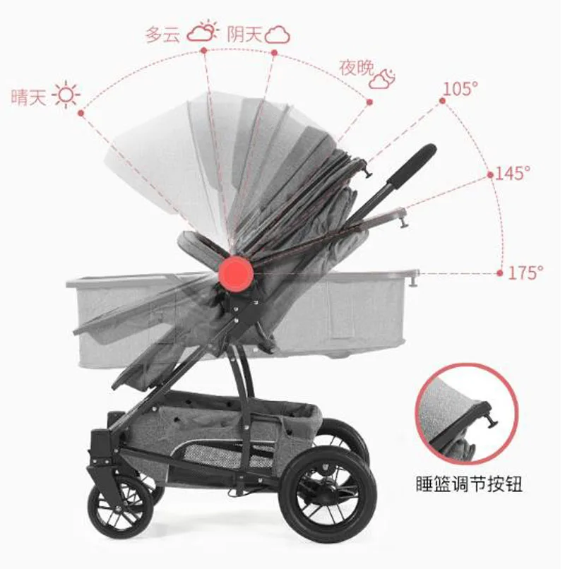 Роскошная детская коляска 3 в 1 с высоким видом, четыре колеса, портативная коляска для бега, детская коляска для новорожденных, удобная детская коляска, автомобильное сиденье