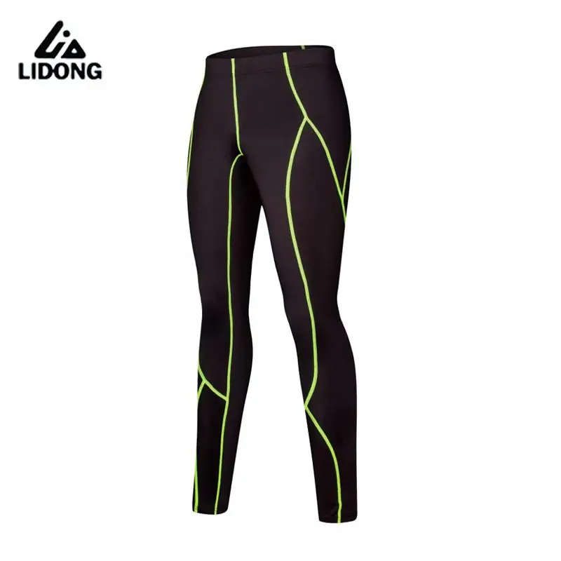 Мужская спортивная одежда быстросохнущие компрессионные легинсы для бега обтягивающие леггинсы нижняя фитнес бодибилдинг, тренировка спортивный костюм - Цвет: Зеленый