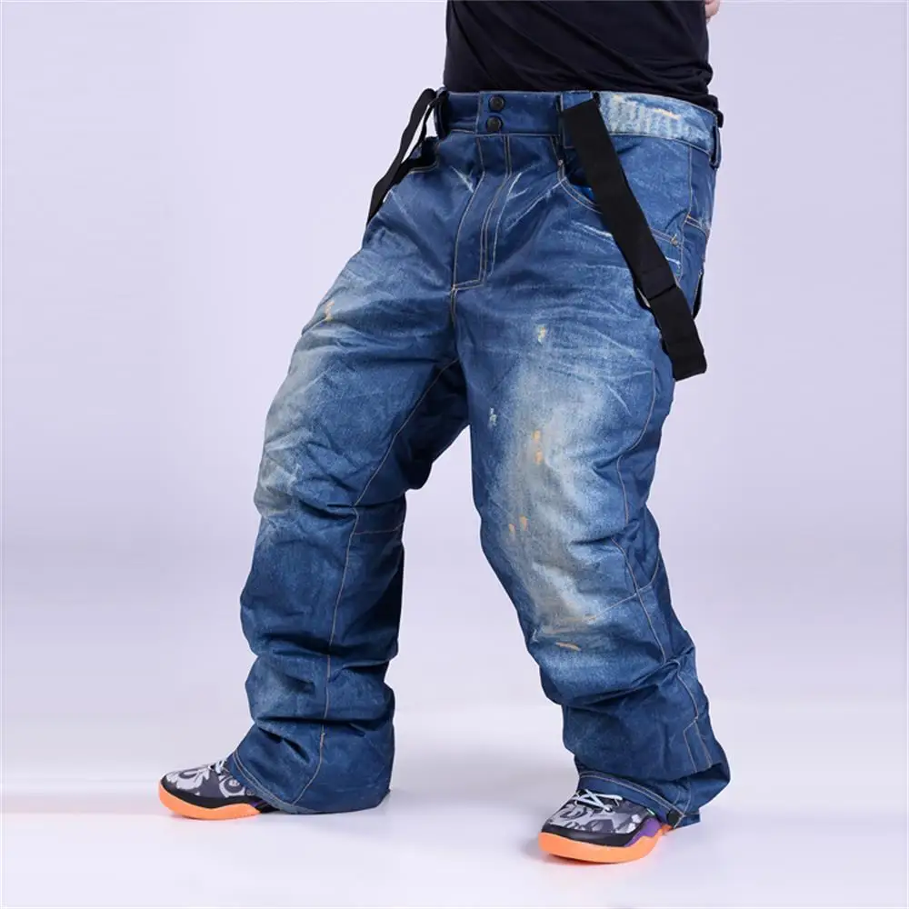 

SNOWY Brand Professional Ice Ski Pants Men Waterproof Snow Pants Winter Warm Snowboard Pants Outdoor Skiing Trousers With Bib
