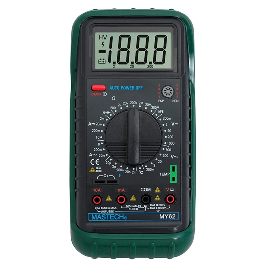 

Hot MASTECH MY62 Digital Multimeter Handheld DMM w/Temperature Capacitance & hFE Test Testers Meters Ammeter Multiteste