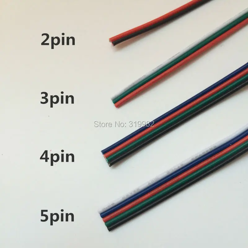 

3 meters 22AWG Red Black RGBW Wire 2pin 3pin 4pin 5pin Insulated Tin PVC Cable For 3528 5050 LED Strip Lighting Extension Cord