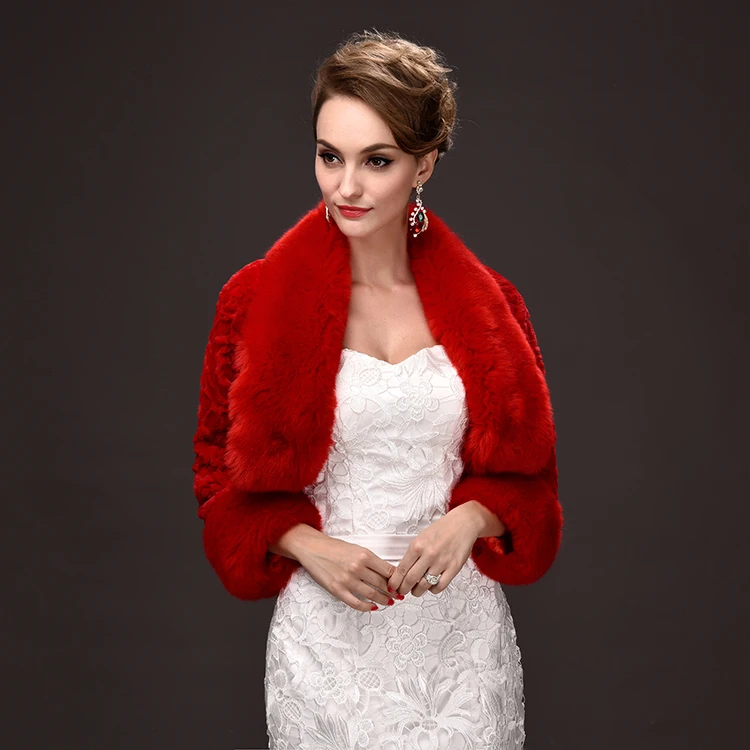 Элегантный Лидер продаж Зимние Свадебные палантины из искусственного меха Свадебные накидки Болеро зимнее запашное пальто Свадебная