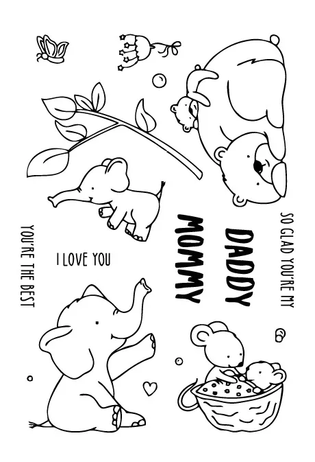 

Elephant/daddy/mommy/Transparent Clear Stamps for DIY Scrapbooking/Card Making/Kids Christmas Fun Decoration Supplies