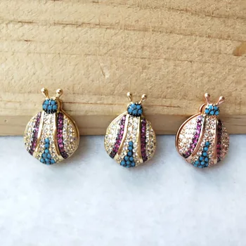 

5Pcs Insect style Double Bails Connector CZ zircon Micro pave crystal Charm DIY Bracelet necklace Jewelry Findings CT451