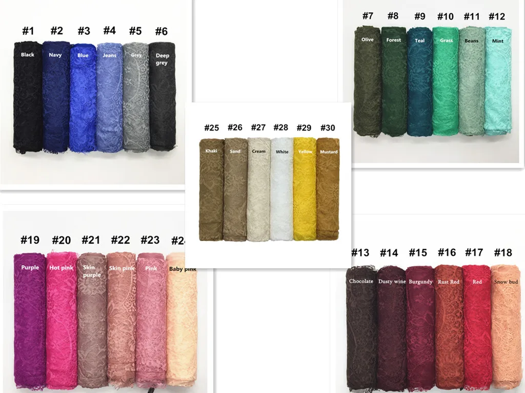 Модные кружевные шарфы зима/осень shaws однотонные элегантные женские Простые цветы Высокое качество Мягкие 30 цветов хлопок и вискоза 10 шт - Цвет: Mix color