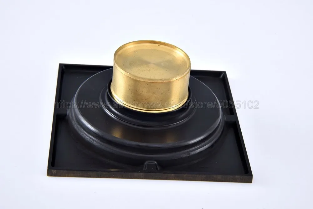 Antique Brass Shower Drain 10*10cm Floor Drain Bathroom Drain Building Material Square Water Drain Bathroom Accessories zhr076