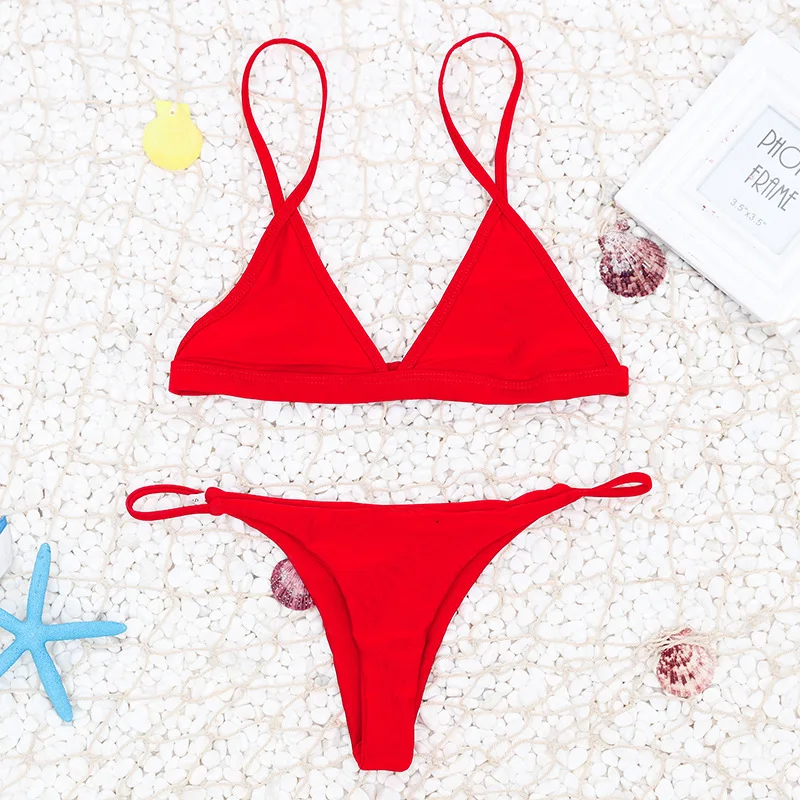 

OUMUYI Women Sexy Backless Swimsuit Two Piece High Cut Brazilian Swimsuit Summer Beach Wear Bikini Swimming Costume Bathing Suit