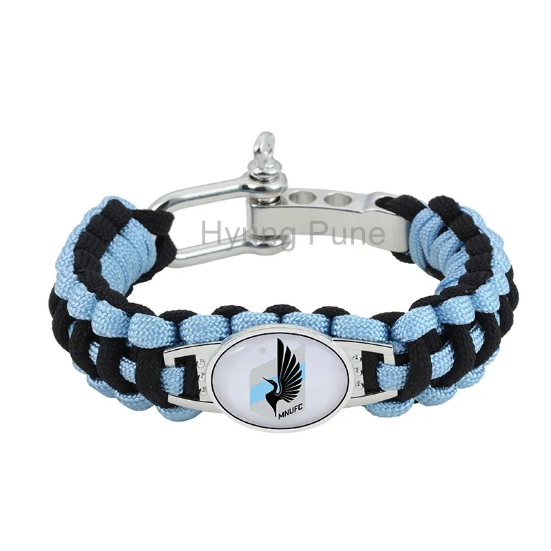 Adjustable Football Bracelet&Bangles Soccer Rectangle Logo Silver Snake Chain Custom Bracelet For Male Sports Findings