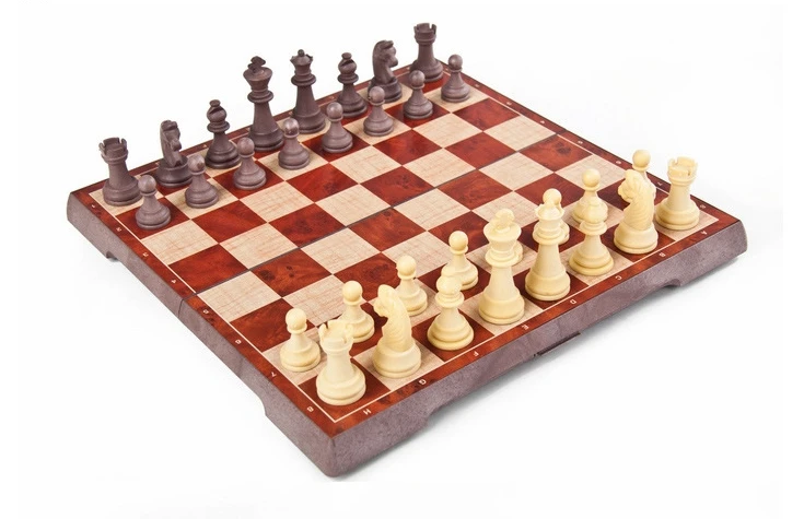 Шахматные игры Король и солдат сложить Магнитные деревянные зерна шахматы бедра ударопрочный пластиковые шахматы кусок+ шахматная доска+ цветная коробка