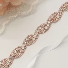 MissRDress сварочный свадебный пояс Свадебная лента розовое золото Кристалл Rhinesrones лента для свадебного выпускного вечера платье JK947