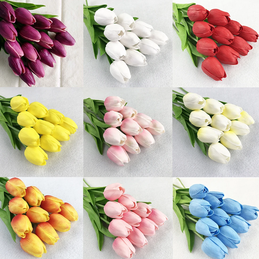 

Fake Flowers 10pcs/lot Tulip Artificial Flower Cute Plastic Bouquet Real Touch Flowers For Home Wedding Decorative