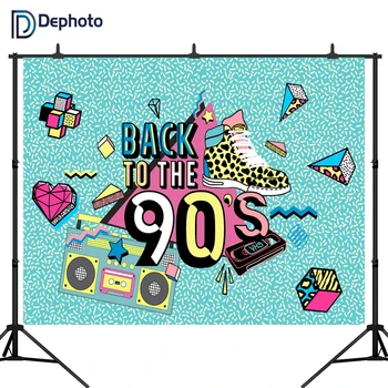 

DePhoto Vinyl Photographic Background Back to the 90s Hip-Hop Backdrop Party Themed Decoration for Photography Studio