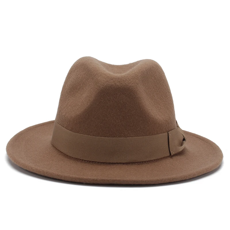 Women Winter Wool Fedora Hats High Quality Men's Autumn Solid Color