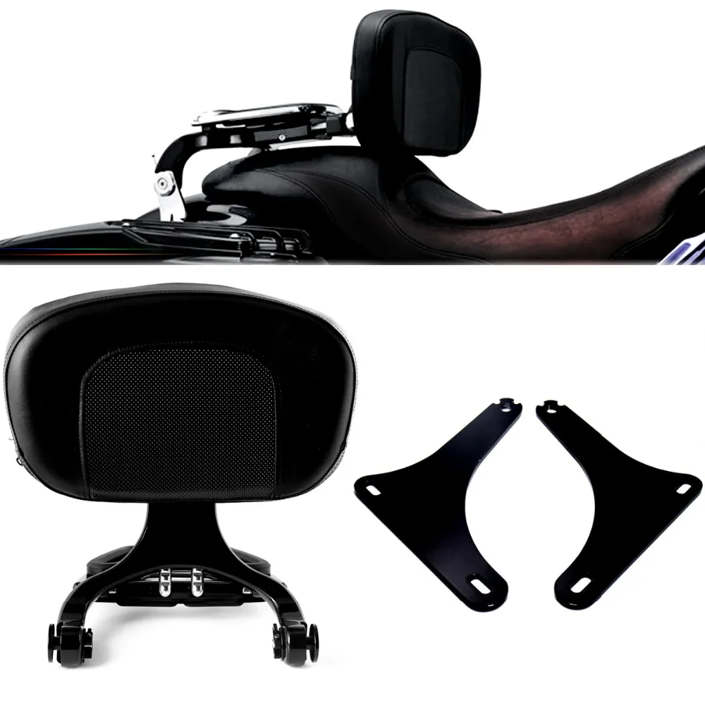 Gloss Black Low Mount Kit &Driver Passenger Backrest For Harley Softail