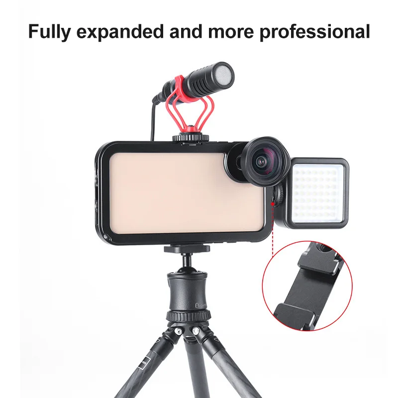 

Aluminum Rig Cage Handheld Phone Stabilizer with Cold Shoe Mounts for iPhone XS/XS Max LSMK99