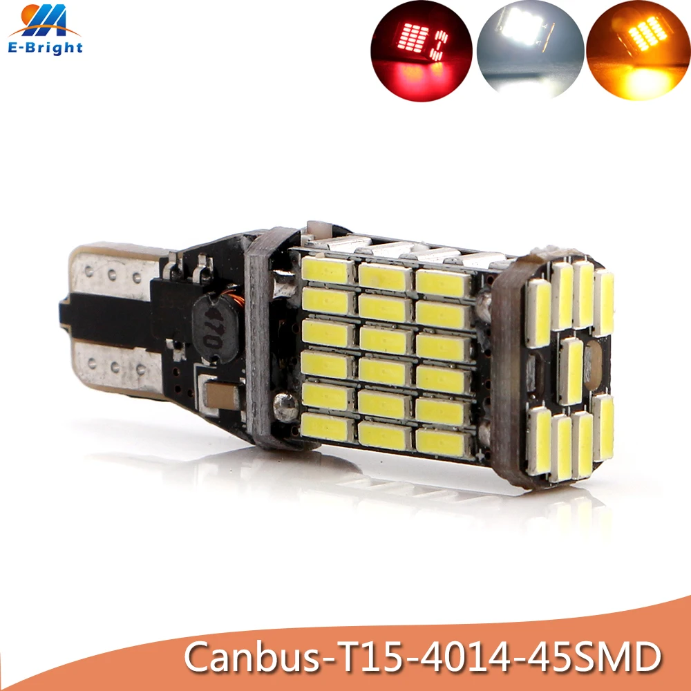 

30Pcs/Lot T15 4014 45 SMD LED W16W Canbus Error Free Auto Car Backup Rear Lamp Bulb Reverse Lights 12V 24V car-styling
