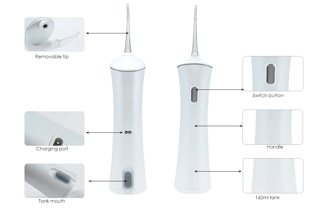 Портативный Электрический ирригатор для полости рта перезаряжаемый водный инструмент для мытья зубов