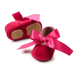 Для новорожденных Обувь для девочек принцесса Обувь сладкий бантом свадебное платье первых шагов малыша Обувь