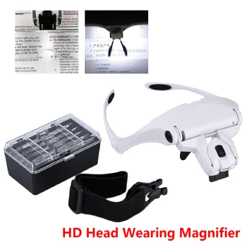 

Adjustable Loupe Headband Magnifying Glass Magnifier 1.0X 1.5X 2.0X 2.5X 3.5X 5 Lens with LED Magnifying Glasses