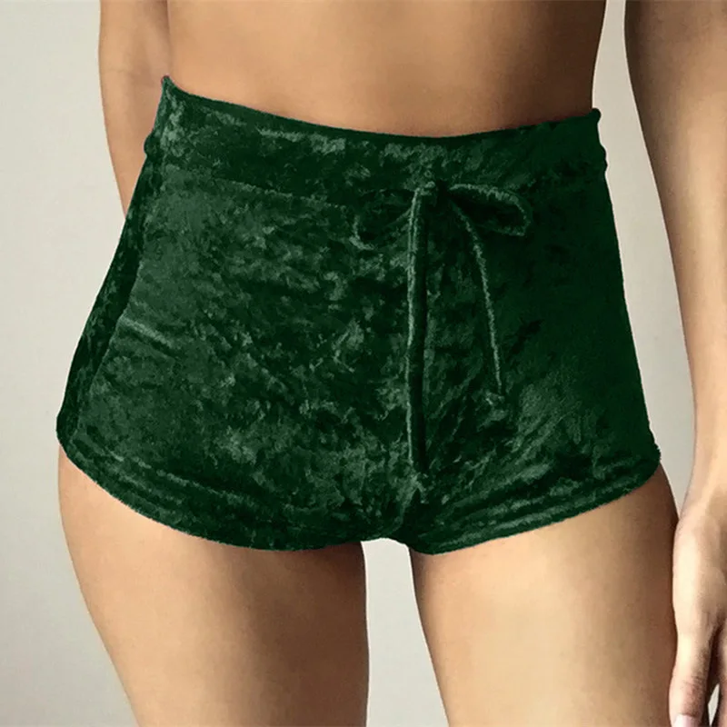 

2019 Women Velvet Drawstring Shorts Casual High Waist Skinny Shorts Feminino Fashion Sexy Bodycon Workout Flannel Short Pants