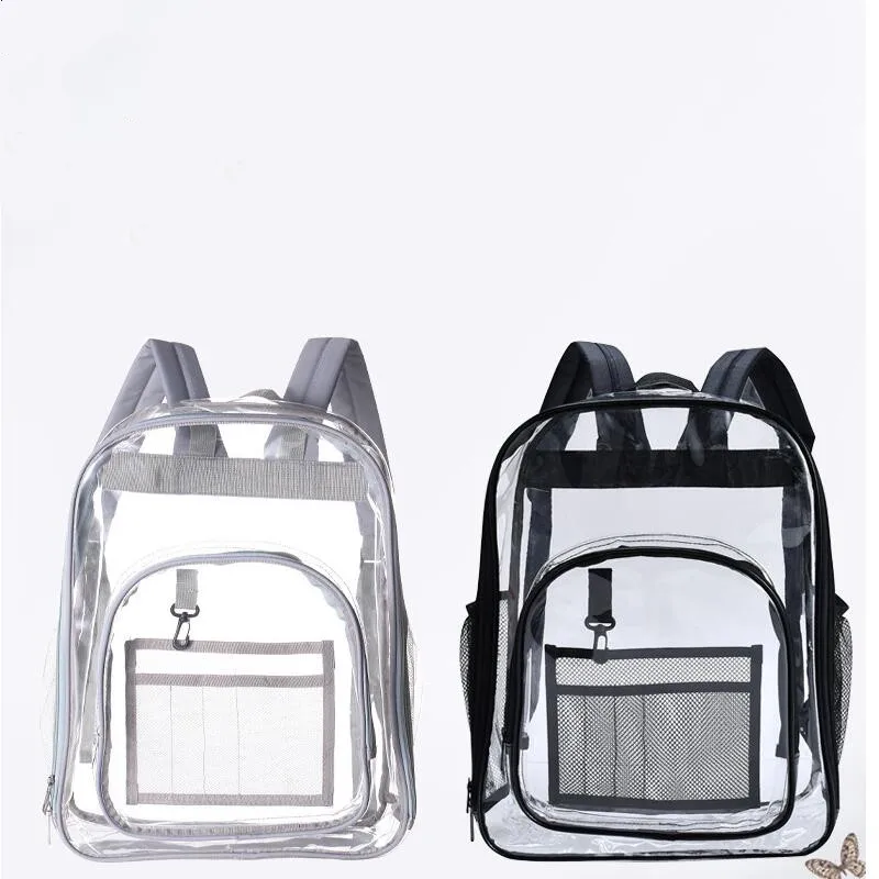 

OEM 2019 Women Clear Transparent PVC Backpack for Adults and Students See Through schoolbag Knapsack Casual Daypack Backpack