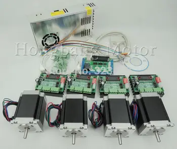 

Free shipping CNC Router 4 Axis Kit , TB6560 3.5A stepper motor driver + interface board + Nema23 270 Oz-in motor + power supply