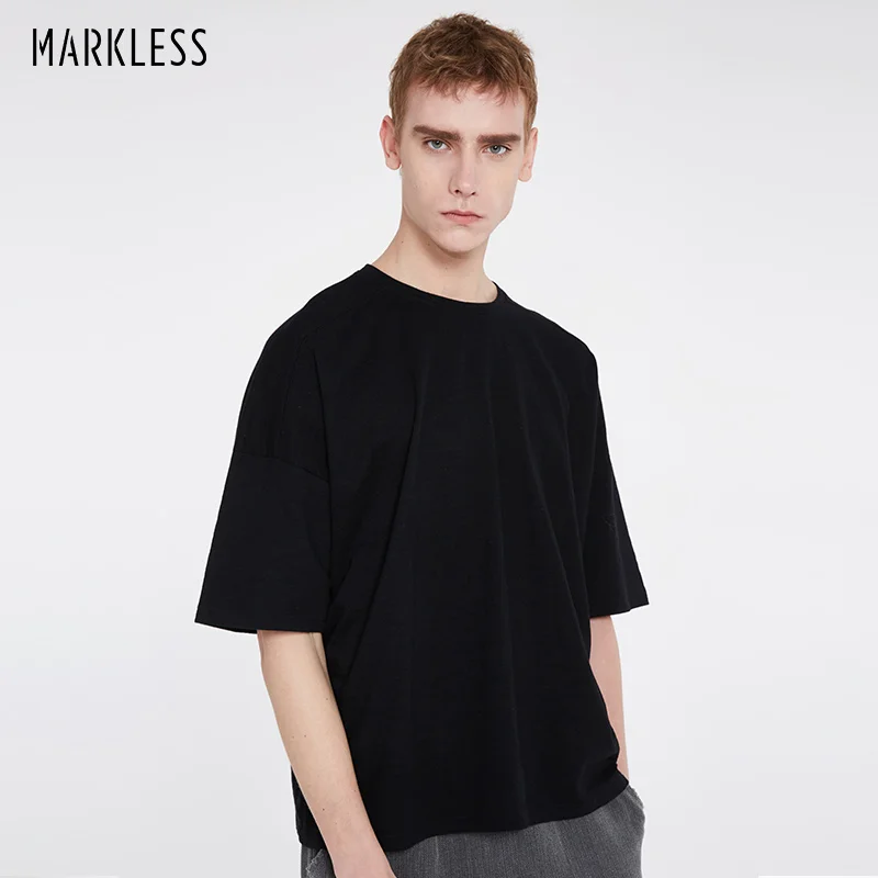 

Markless 100% Cotton T Shirt Men Fashion Summer Short Sleeve Black Tshirt Brand Clothing Male Casual Tops and Tees TXA8652M
