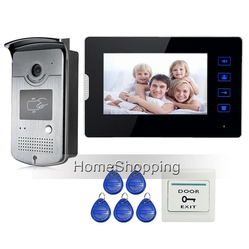 

Home Wired 7" Touch Screen Video Door Phone Intercom System 1 Monitor + Waterproof RFID Access Camera In Stock FREE SHIPPING