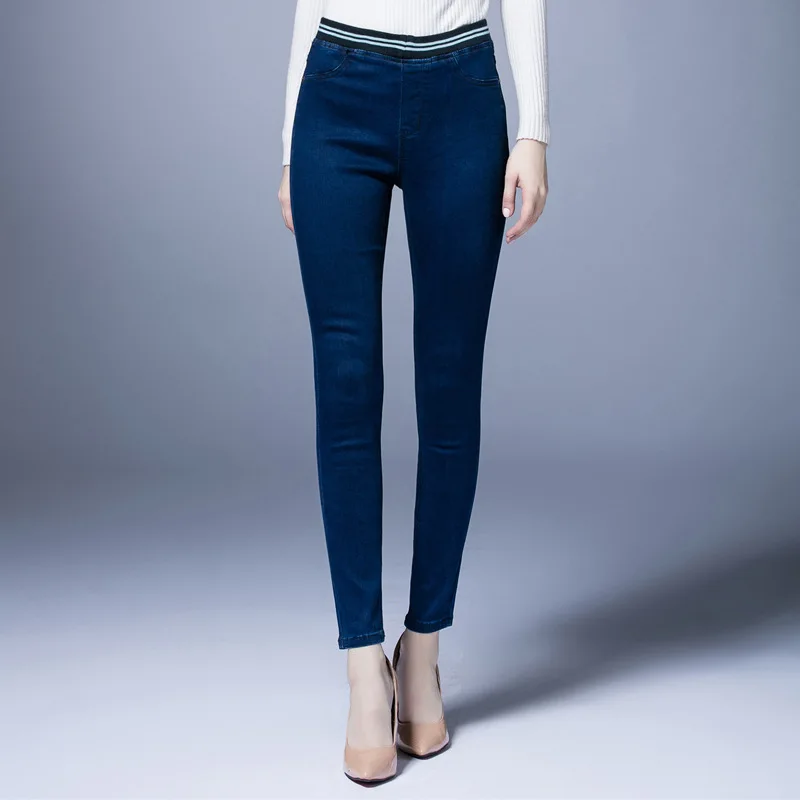 2017 Spring Summer Women Blue Slim Skinny Jeans High Waist