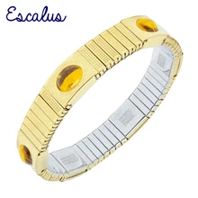 Escalus женский золотой цвет сильный эластичный женский браслет магнитный энергия здоровья полудрагоценный камень Смарт ювелирные изделия браслет Шарм