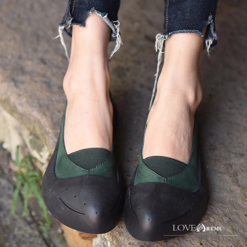 Artmu/оригинальные винтажные лоферы; женская обувь; Мокасины без застежки; удобная обувь ручной работы из натуральной кожи с закрытым носком на толстом каблуке