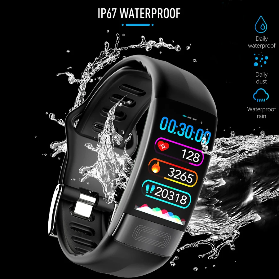  Vwar P11 ECG+PPG Smart Band Blood Pressure HR Monitor Smartband Fitness Tracker Watch Pedometer Sma - 33000630359