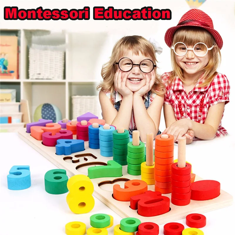 

Children Wooden Montessori Math Education Numbers Matching Digital Shape Learning Count Match Early Education Teaching Math Toy