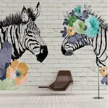 Custom wallpaper mural zebra flowers modern background wall - high-grade wall cloth Custom wallpaper mural zebra flowers modern background wall - high-grade wall cloth