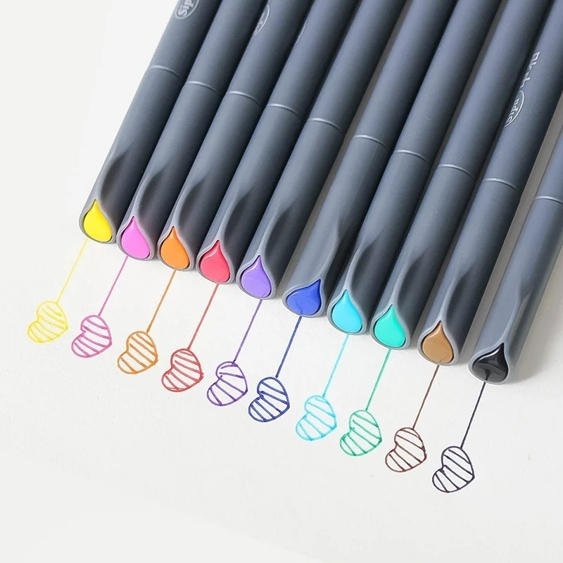 

10pcs/lot Color Pen Set 0.38mm Liner Drawing Pen Porous Markers Perfect For Coloring Book Office School Supplies