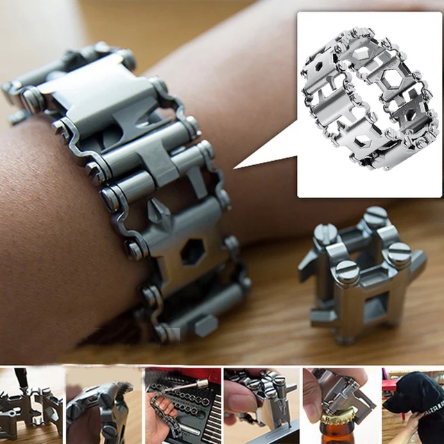 Creative 29in1 Stainless Steel Multifunction Bracelet Wristband Creative 29in1 Stainless Steel Multifunction Bracelet Wristband Driver Bottle Opener Outdoor Survival Emergency Edc Tools