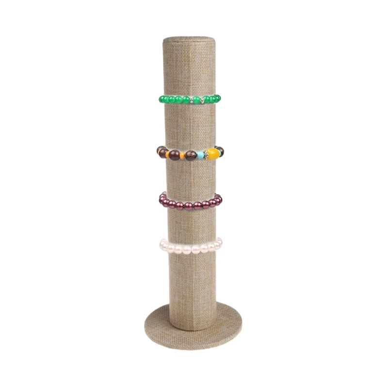 

JAVRICK Jewelry Display Rack Bracelet Bangle Watch Stand Holder Cylinder Storage Linen