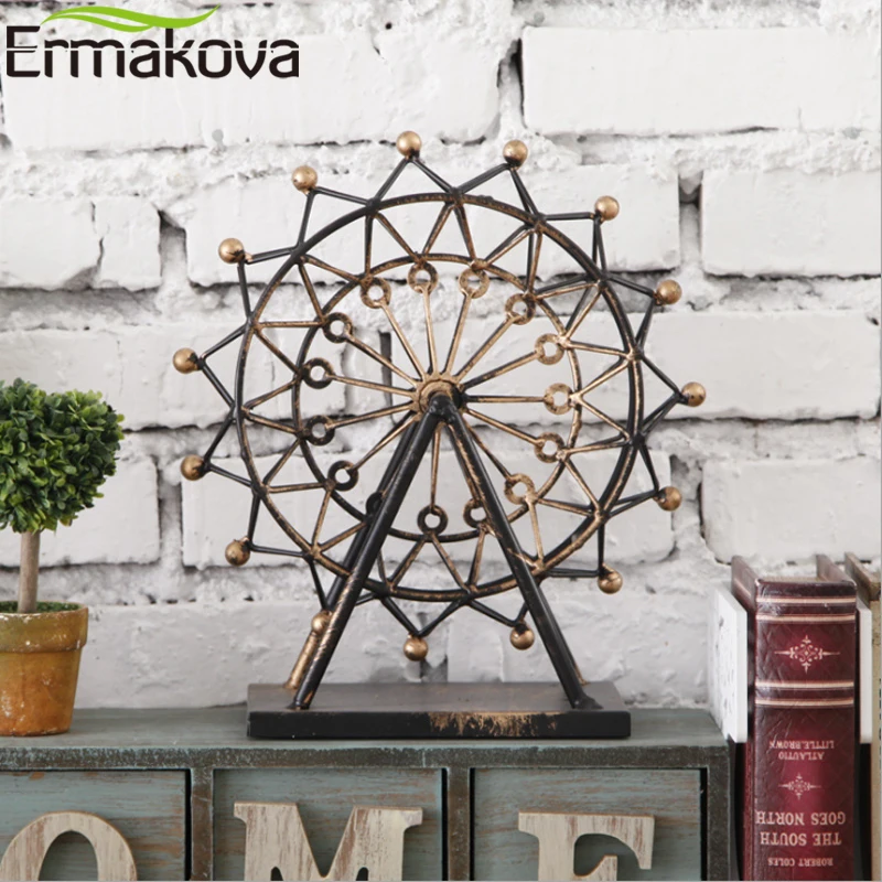 

ERMAKOVA Handmade Metal Crafts Ferris Wheel Model Sky Wheel Figurine Home Office Decoration