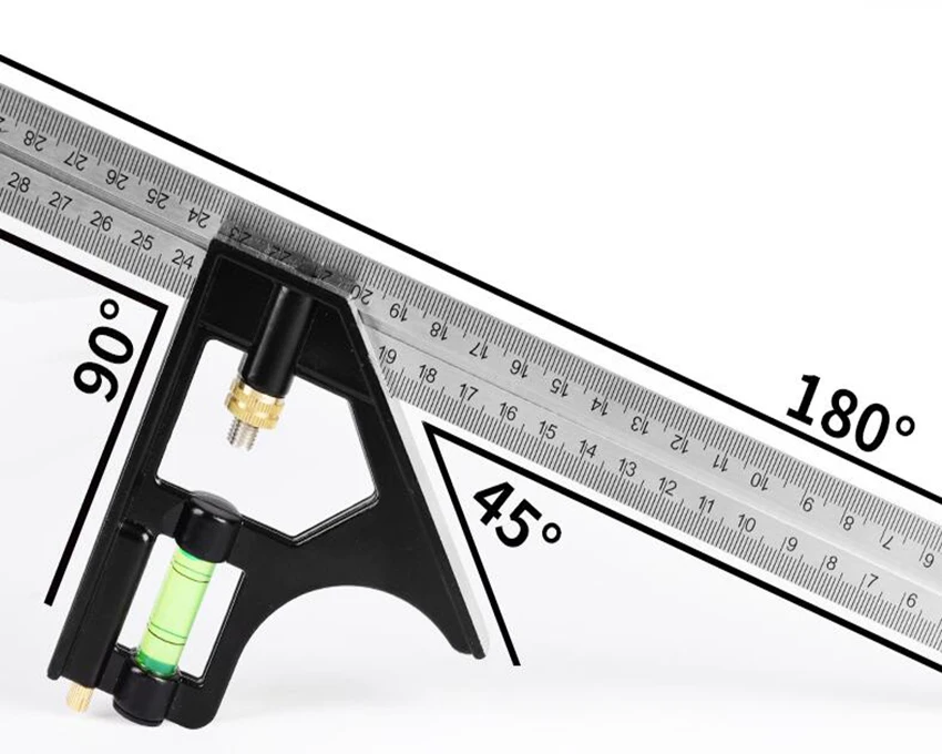 Нержавеющая сталь Регулируемый комбинированный квадратный угловой датчик для разметки измерительных инструментов многофункциональная горизонтальная угловая линейка