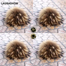 LAURASHOW 4 шт./лот DIY 13-14-15-16 см настоящие норковые шарик из меха енота натурального вязаная шапка бини шапки-подвеска для ключей