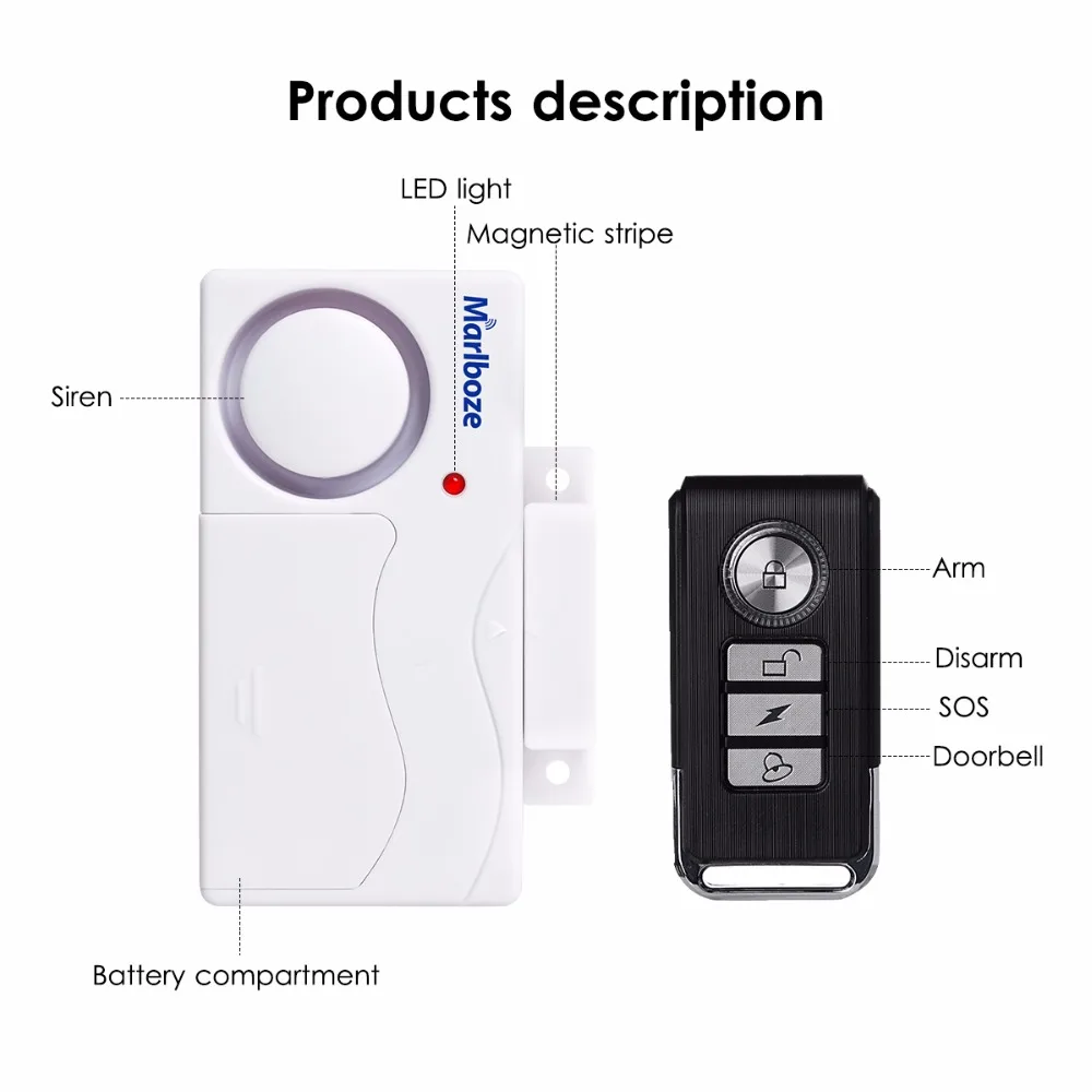 Puerta ventana entrada seguridad ABS inalámbrico Control remoto puerta Sensor alarma Host sistema de alarma de seguridad antirrobo hogar Kit de protección