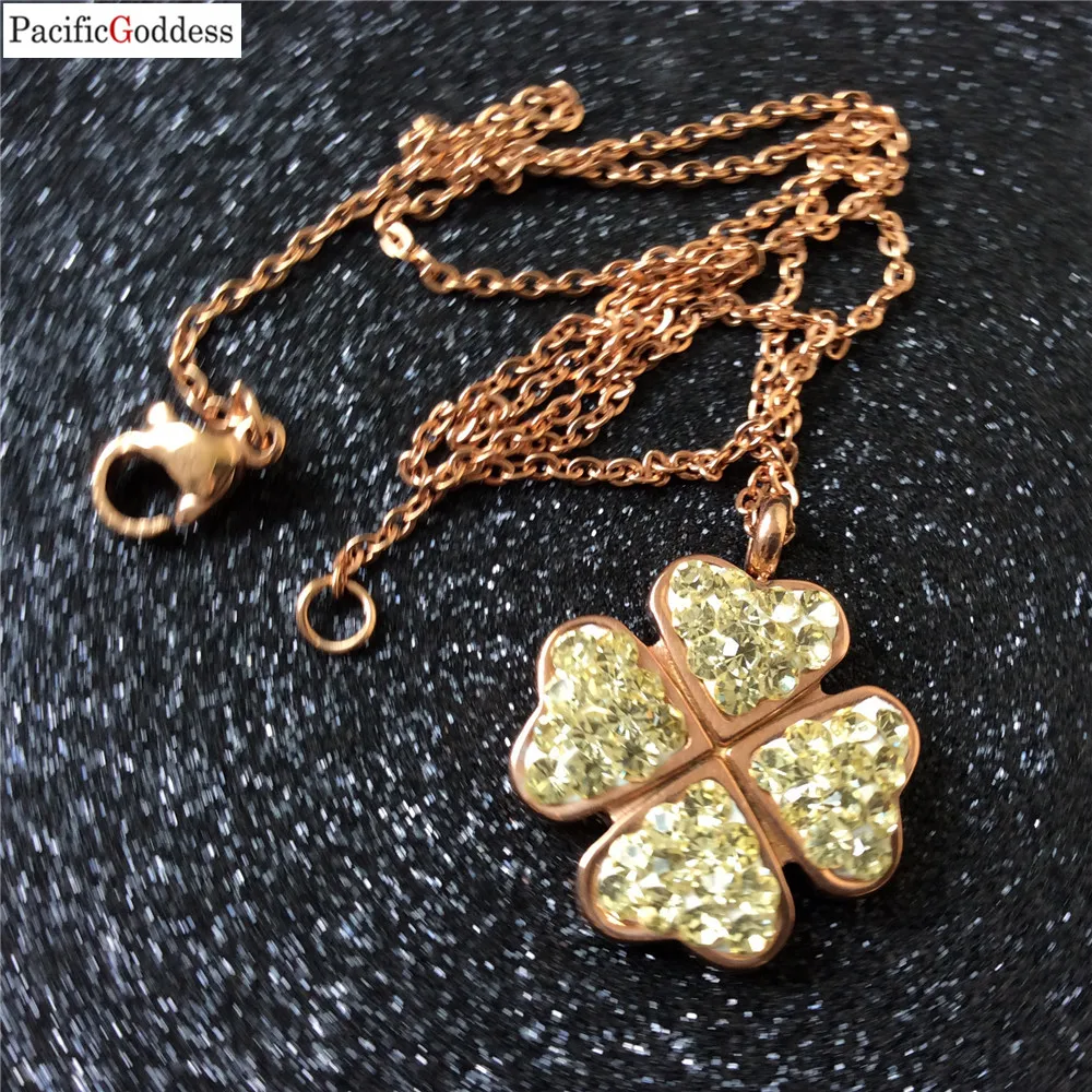 

heart sharp stainless steel pendant necklaces with yellow color cz stone