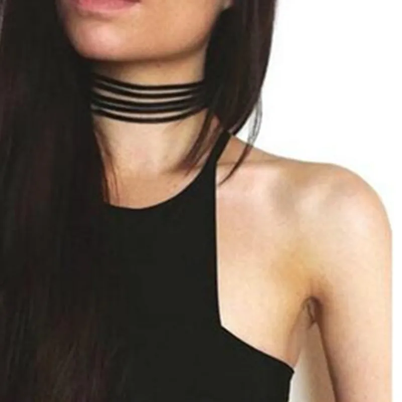

2017 New charm Black Strap Choker Necklace For Women Collier Femme vintage Hollow Multiple layer Leather Necklace Jewelry x243